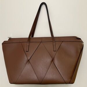 Zara Woven Shopper Tote  Brown Bag